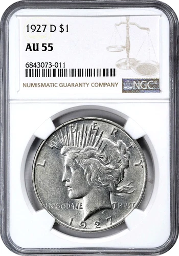 1927 D Peace Dollar  NGC AU55