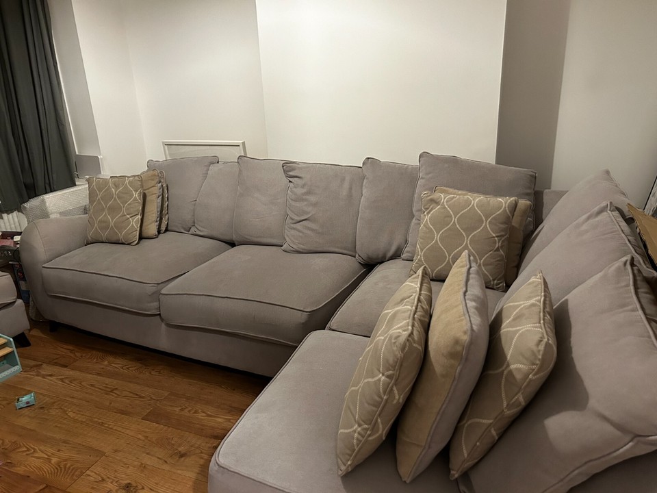 Light grey left handed corner sofa in very good condition eBay