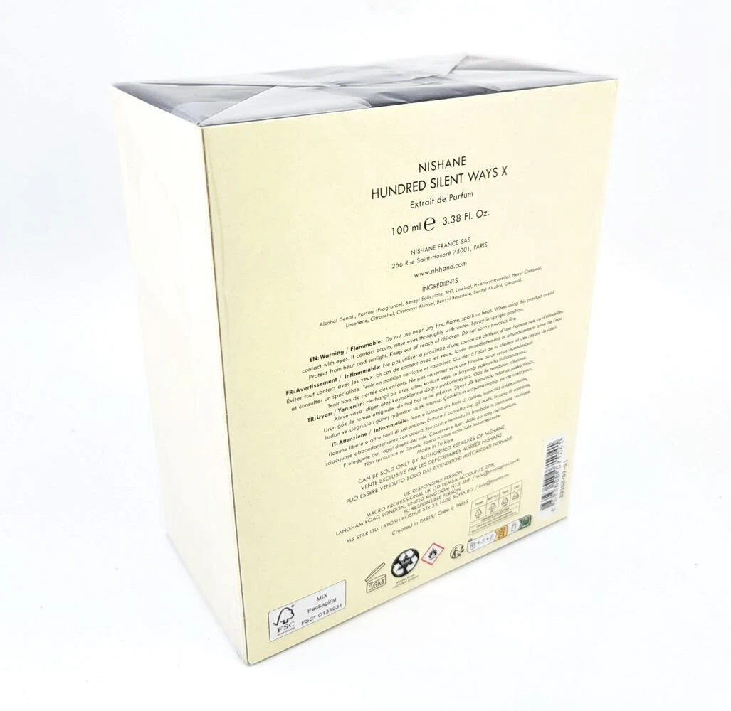 Nishane Hundred Silent Ways X Extrait de Parfum 100mL 3.4oz New and Sealed