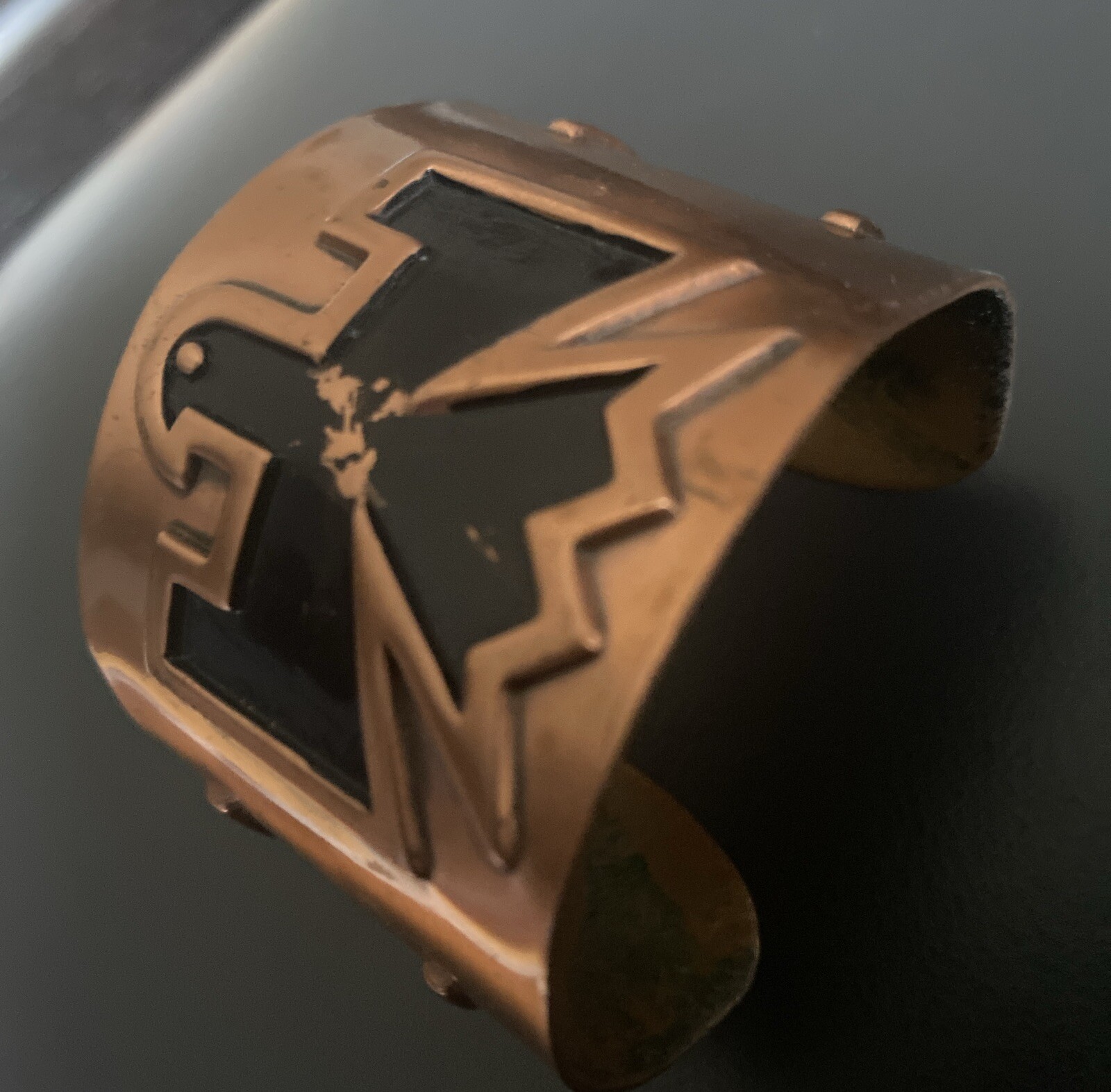 Bold  Vintage Navajo Solid Copper Thunderbird Cuf… - image 2