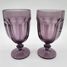 Libbey Amethyst (Purple) Duratuff 7" Goblets Ice Tea Water Glasses Set Of 2