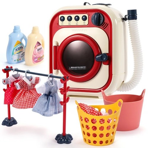 Kids Game Washing Machine Toy Pretend Play Mini House Electric Toys Rotate Kinet