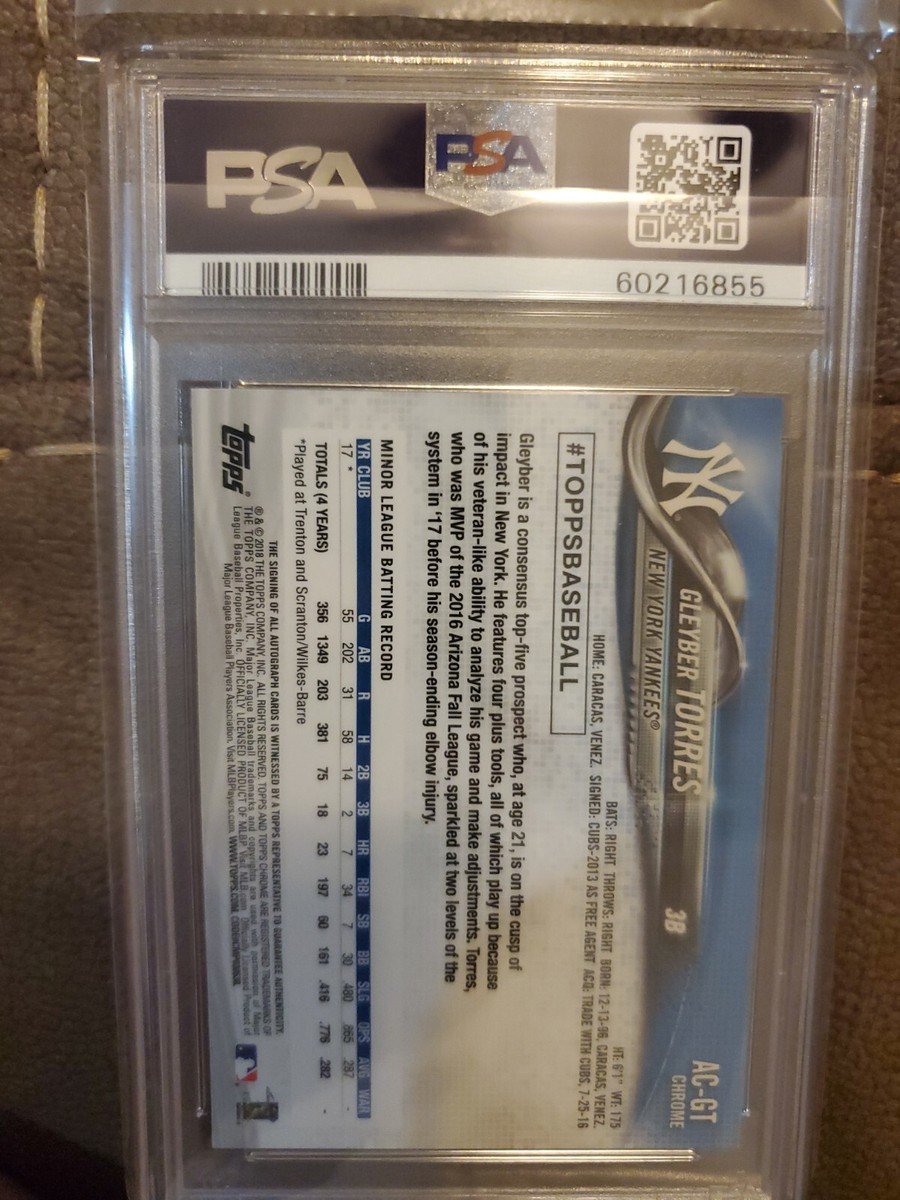 2018 Topps Chrome Sapphire Edition Gleyber Torres Auto PSA 2018 Topps Chrome Sapphire Edition Gleyber Torres Auto PSA