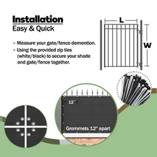 Custom Gate Privacy Screen Gate Cover Door Barrier Gate Screen w/Grommets Black