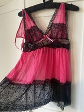 Avid Love Pink Deep Lace Chemise With Matching Thong 3xl Fuller Figure Xdress