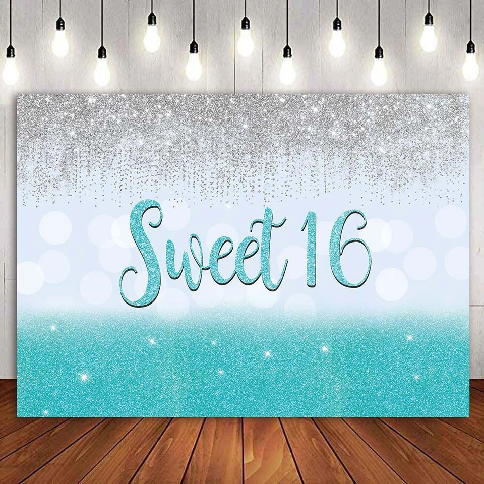 Fundo de festa de aniversário de 16 anos Sweet 16 Backdrop meninos meninas dezesseis decorações dia B - Imagem 3 de 4