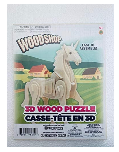 Woodshop 3D wood puzzle Unicorn wooden 30 pieces craft build play Ages 4+