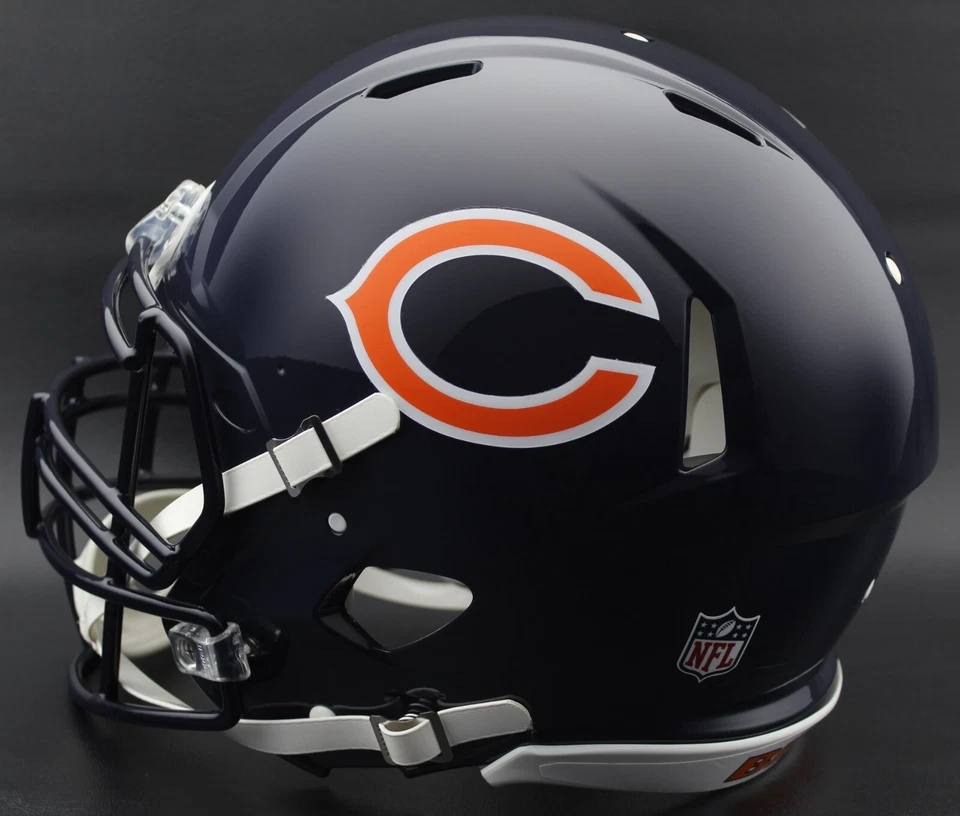 Casco de fútbol americano auténtico CHICAGO BEARS NFL Riddell VELOCIDAD BRIAN URLACHER Foto 3 de 4