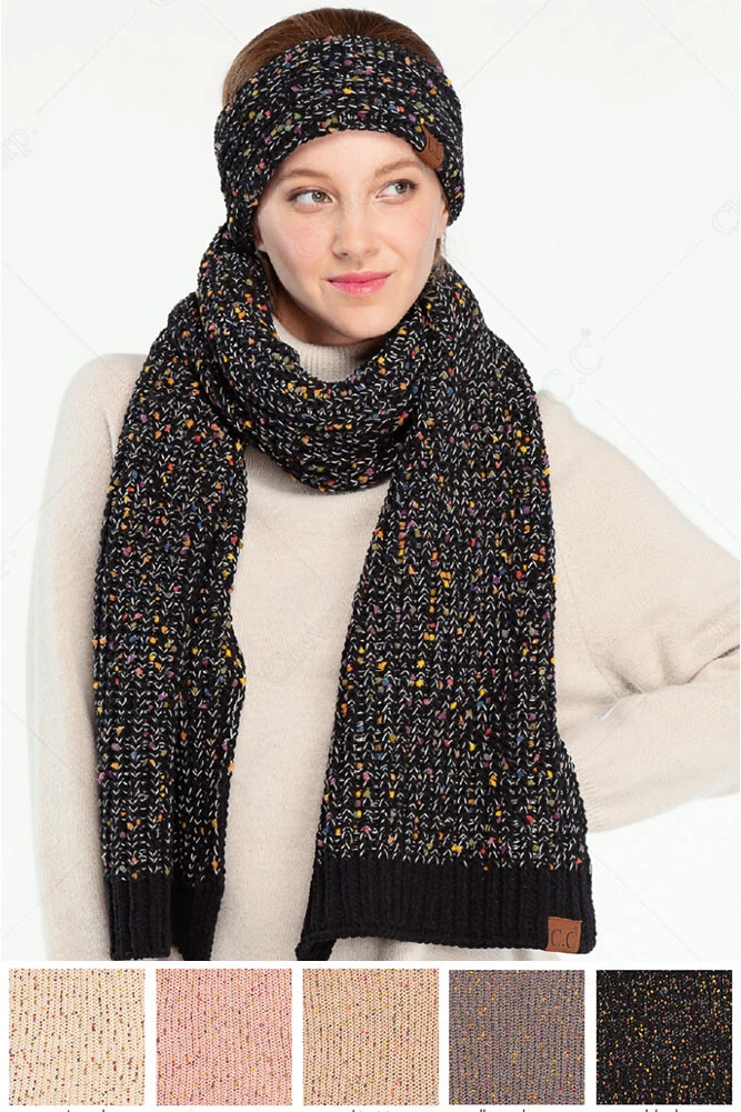 C.C Exclusive Women's Warm Confetti Chenille Knit Neck Warmer Oblong Scarf