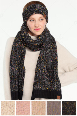 C.C Exclusive Women's Warm Confetti Chenille Knit Neck Warmer Oblong Scarf