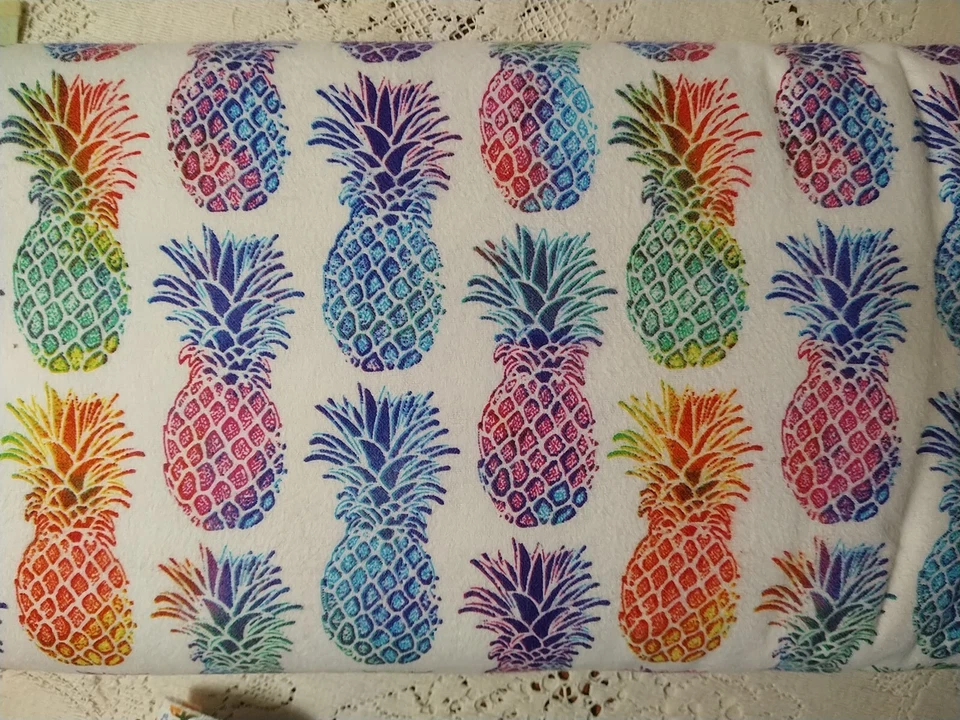 Colorful Rainbow Pineapples Snuggle Cotton Flannel Fabric 21" Long x 36" Wide - Image 2 of 4