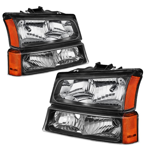 For 2003-2006 Chevy Silverado Black Housing Headlights & Red Tail Lights - Picture 2 of 22
