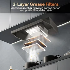 24'' Under Cabinet Range Hood 280CFM Super Slim 2 Speed Button control Black