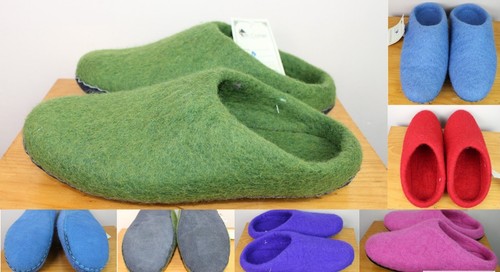 REAL Wool HANDMADE Hippy Felt Home Indoor Shoe Warm Mule Slippers Flip flop FS1 - Picture 2 of 42