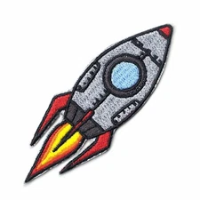Space Rocket Ship Emoji Logo Embroidered Iron On Patch