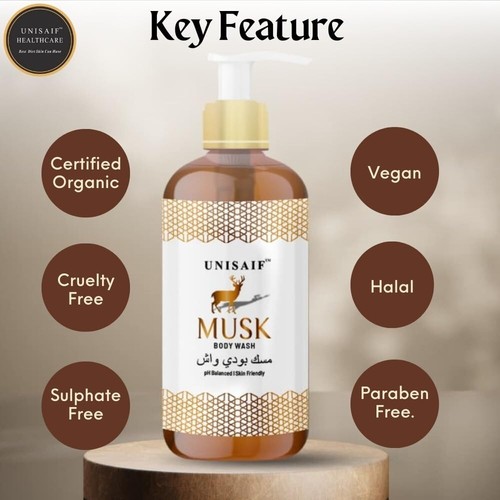 Unisaif Musk Organic Body Wash And Shower Gel Women and men's 300ML - 第 3/9 張圖片