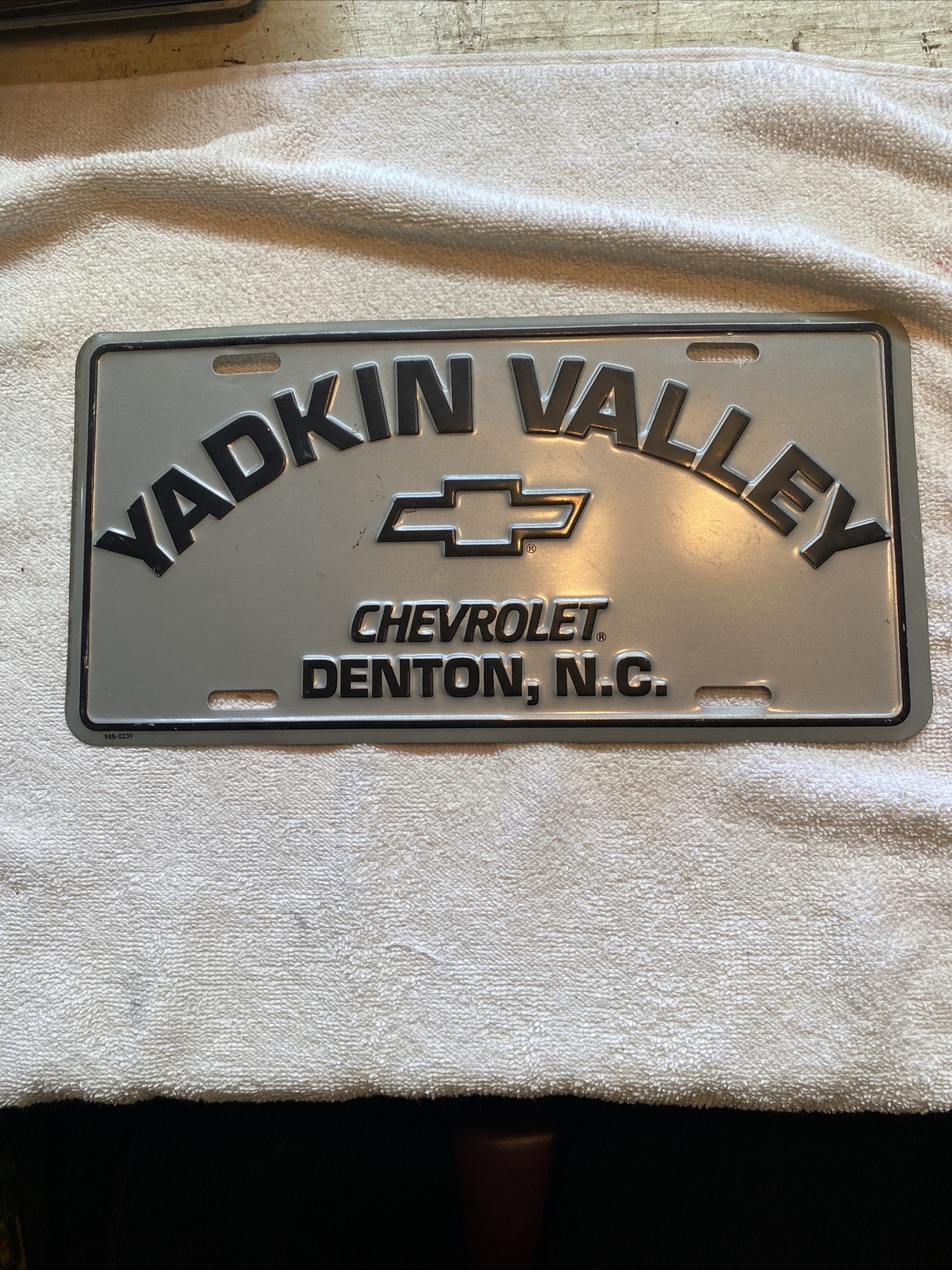 Vintage Denton N.C. Yadkin Valley Chevrolet Front Booster License Plate
