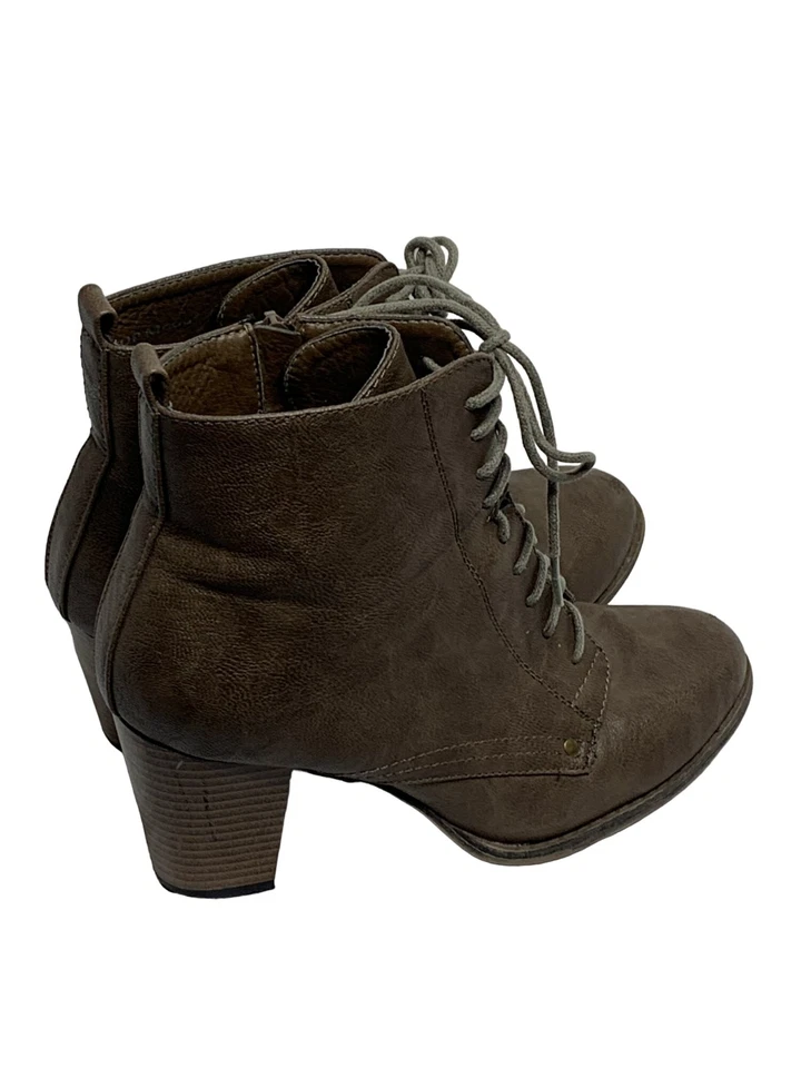 Top Moda Mujer Talla 9 Cremallera Cuero Botas 3.5" Tacón Foto 3 de 4