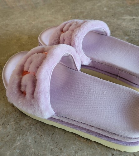 UGG LATON FUR SLIDE CALIFORNIA ASTER UGG EMBROIDERY SANDAL Women's Size 9 - Picture 3 of 12