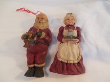 Mr  Mrs Santa Claus hand painted Christmas ornaments