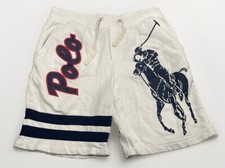 Polo Ralph Lauren Terry Shorts Youth Large W28 X 7.5" White Big Pony Athleisure