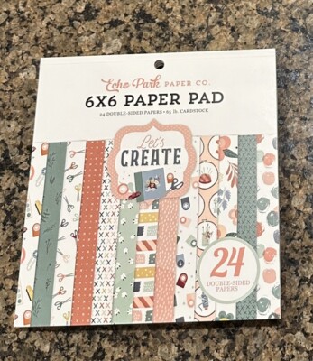 Echo Park LET'S CREATE 6x6 Scrapbook Cards Paper Pad 24 Pages 2 Sided