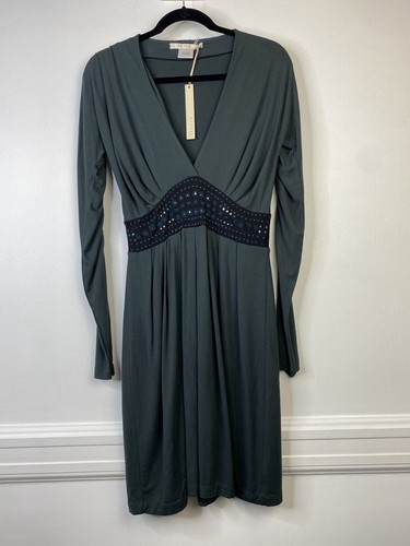 Vestido de viscosa adornado con cuello en V manga larga Nougat London elástico talla 1 - Imagen 1 de 5