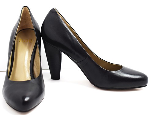 Noe Mujeres Cuero Tacón Alto Zapatos De Salón Tribunal Zapatos Negro Varios  Tamaños Disponibles | eBay
