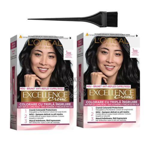 2 x 100 Black L'Oreal Excellence Creme Permanent Color Ammonia Free Value  Pack 6427546023463 | eBay