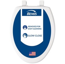 7300SLEC Slow Close Toilet Seat, Easy Clean Hinges and Durable Plastic Seat, ...