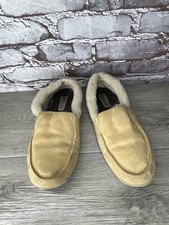 Olukai Ku  Una Tan Leather Shearling Style Moccasins Slippers Women Sz 8M US/38EU