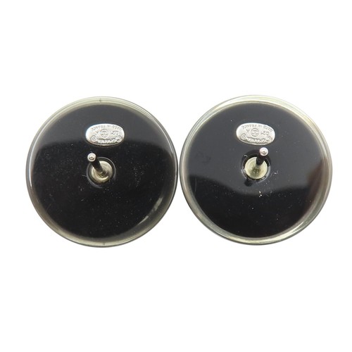 CHANEL Coco Mark Round Earrings Resin Black AB7369 - Picture 2 of 4