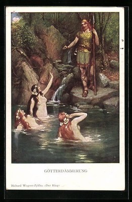 AK Szene aus Richard Wagners Nibelungen, Götterdämmerung, Rheintöchter 