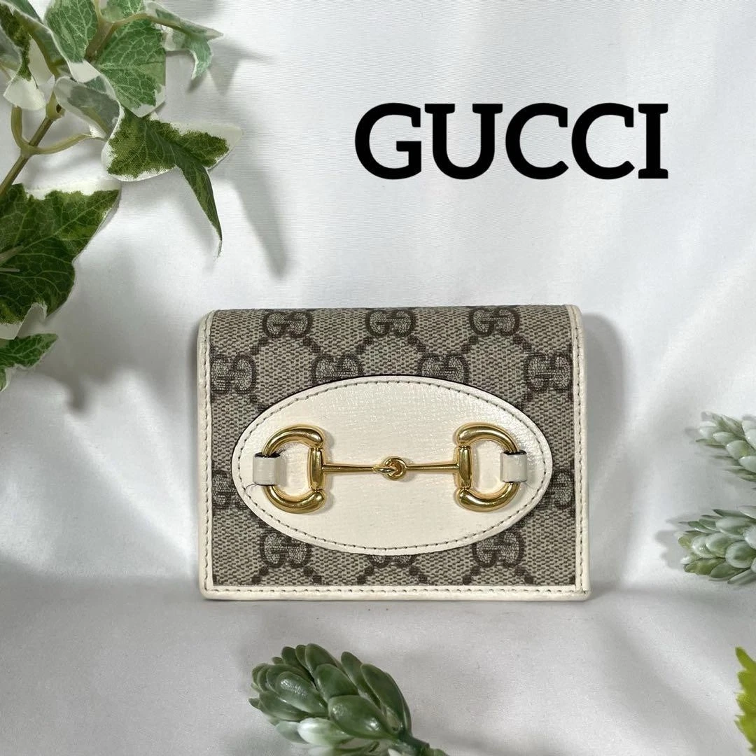 Beauty GUCCI Portefeuille Bi Pliable Horsebit GG Supreme Cuir