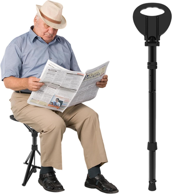 #ad Cane with Seat Portable Walking Stick Folding Chair Lightweight Aluminum Mobi... $106.78