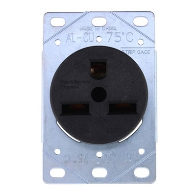 PASS & SEYMOUR 3801 POWER OUTLET, FLUSH MOUNT, 2P, 3W, 30A, 250V