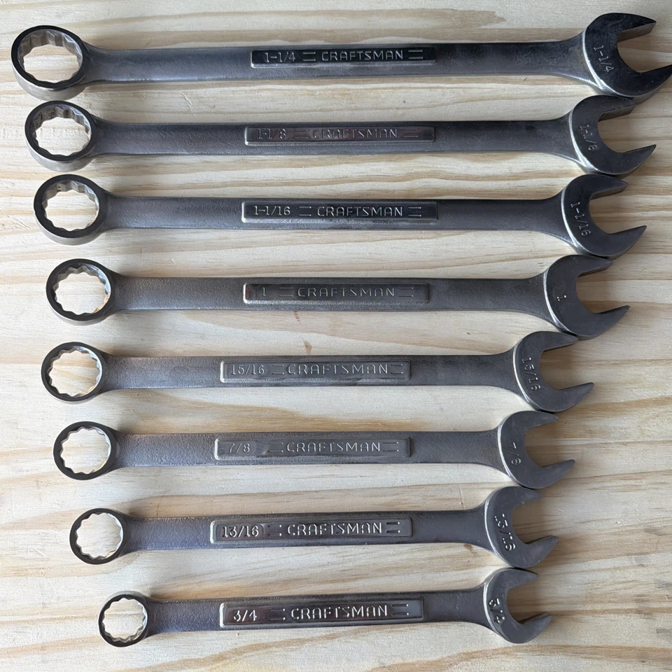 Llaves combinadas Craftsman Jumbo vintage - 3/4, a 1-1/4" vintage serie V LIMPIAS 👀 Foto 2 de 4