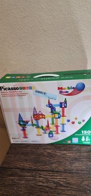 PicassoTiles Marble Run 150-Piece Magnetic Tile Race Track Toy Play Set STEM ...