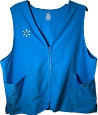 Walmart Employee Vest Adult 3XL Blue Full Zip Sleeveless Associate Uniform XXXL