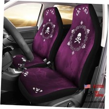 Cute Magenta Skull 2 Piece Front Car Seat Covers Black Magenta Skull Floral Cute Magenta Skull 2 Piece Front Car Seat Covers Black Magenta Skull Floral