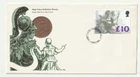 2/3/1993 UK GB FDC - Britannia: £10 - Britannia - Worthing FDI Postmark