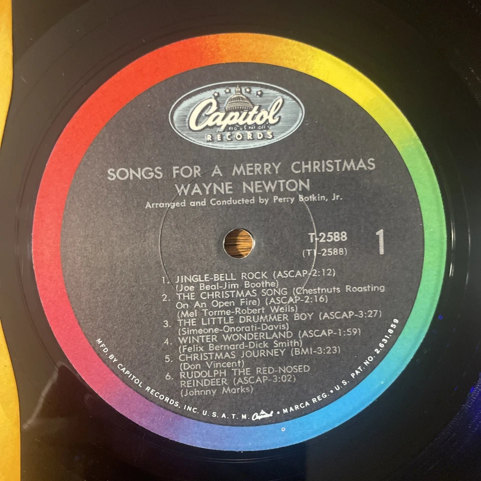 Wayne Newton / Songs For A Merry Christmas LP Capitol Mono VG - Image 3 of 4