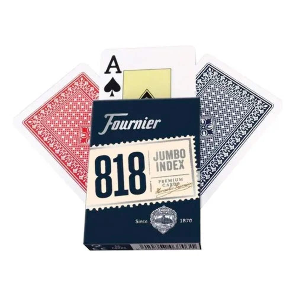 6x Fournier 818 Poker Plastic Coated Playing Cards Deck Red Jumbo