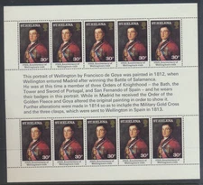 St. Helena Stamp Scott #343, Mint Never Hinged, Full Sheet of 10, Wellington