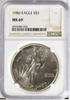 1986 American Eagle Silver Dollar $1 MS69 NGC