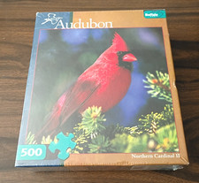  AUDUBON NORTHERN CARDINAL II JIGSAW PUZZLE  500 PIECES  18" x 18"  SEALED 