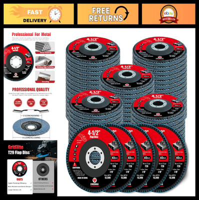 60 Pack Flap Discs 40 Grit 4.5'' for Angle Grinder - Zirconia Grinding Wheels for