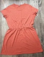 Old Navy Women's XL Dress Short Sleeve Cotton NWT Orange Basic Casual Earthcore