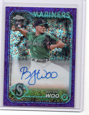Bryan Woo 2024 Topps Chrome Rookie RC Auto Purple Speckle Refractor #205/299