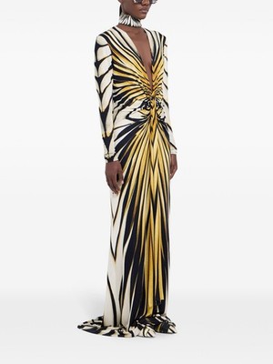 Roberto Cavalli Ray of Gold Print Maxi Dress IT 42 (US 6) | eBay